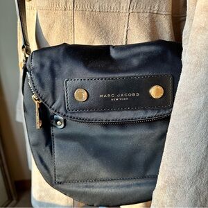 Marc Jacobs Preppy Nylon Mini Messenger Bag Crossbody Bag Black and Gold